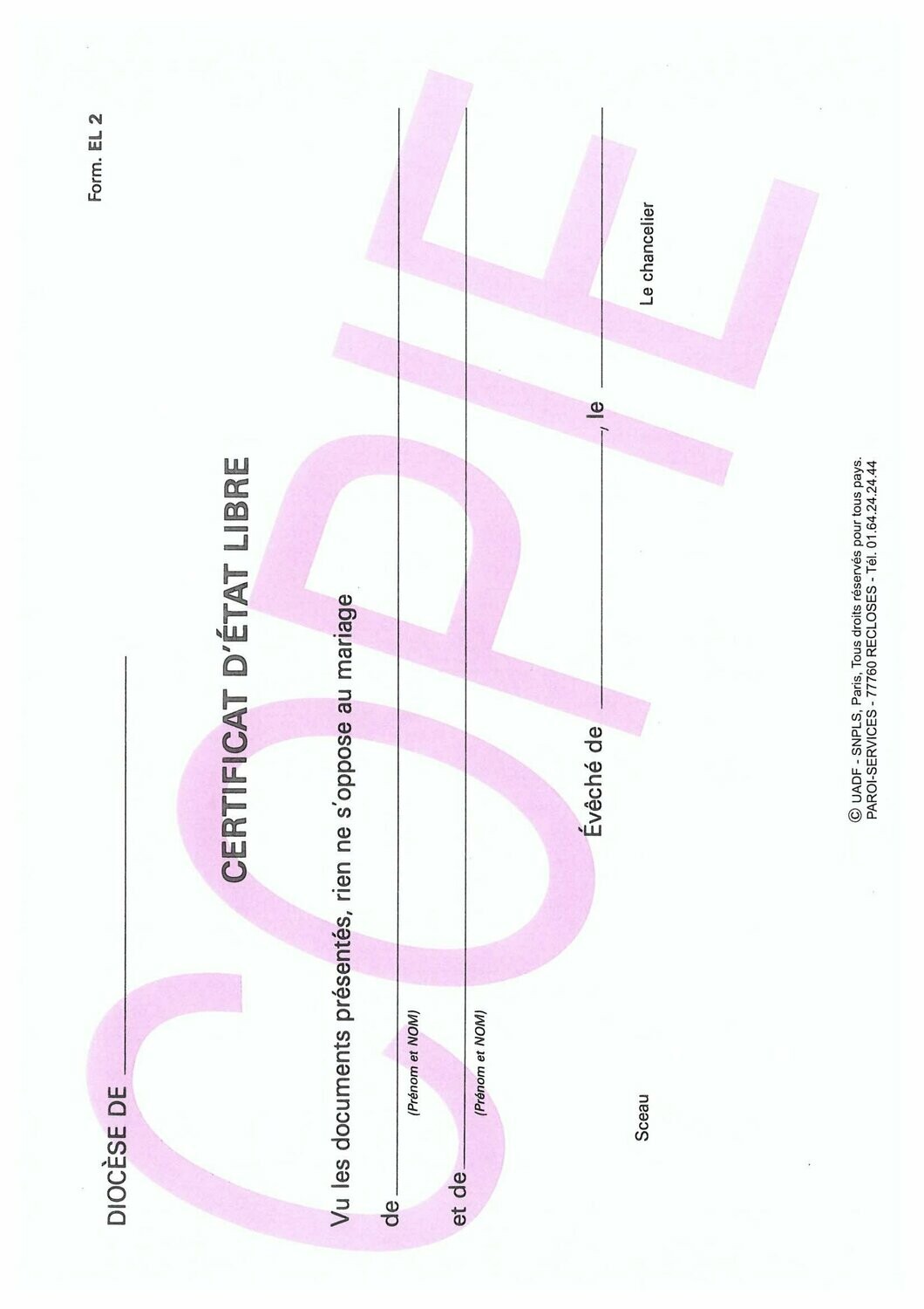 EL2 - Certificat d'état libre