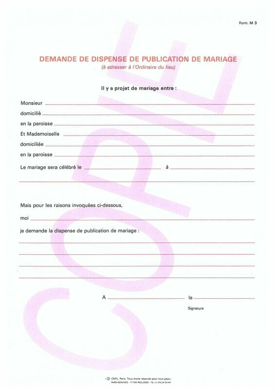 M3 - Demande de dispense  de publication de mariage
