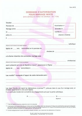 M10 - Demande d'autorisation pour mariage mixte