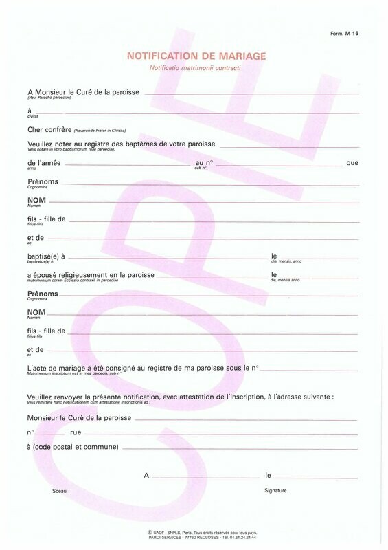 M16 - Notification de mariage (français-latin)