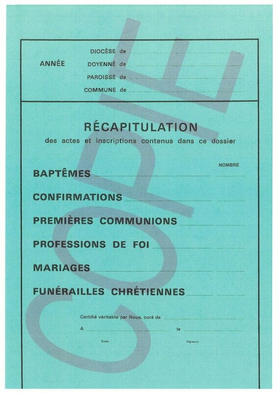 Couverture verte pour feuilles détachées