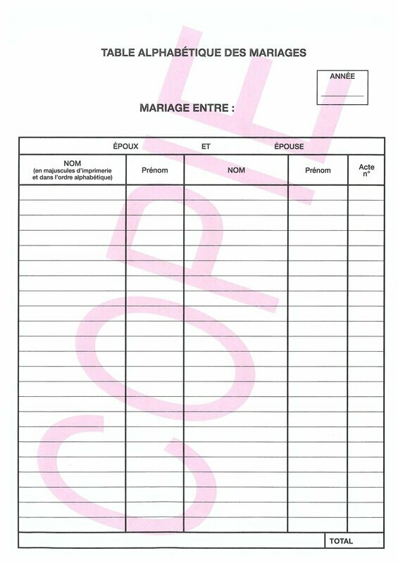 M14 - ​​​Table alphabétique des mariages​
