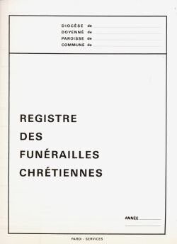 Registre des funérailles chrétiennes