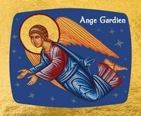 L'ange gardien - Icône dorée à la feuille 9.5x8 cm