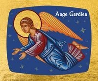 L'ange gardien - Icône dorée à la feuille 9.5x8 cm