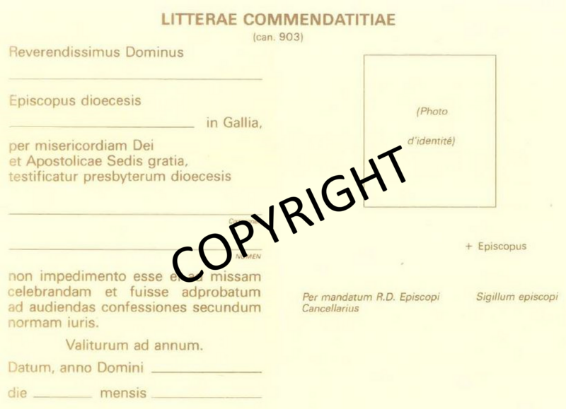 Celebret pour prêtre