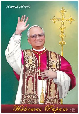 Portrait Léon XIV au Vatican - Lot de 10 Images souples avec prière au dos