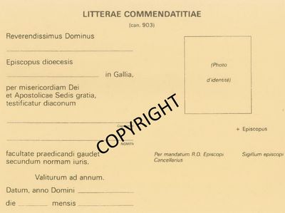 Celebret pour diacre