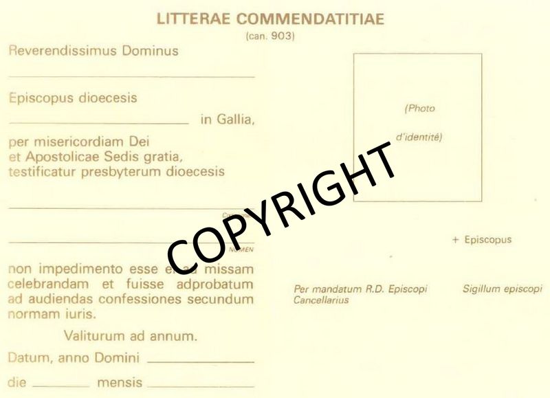 Celebret pour prêtre