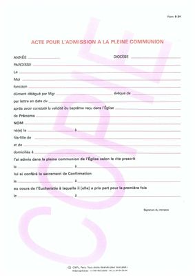 B24 - Acte pour l’admission à la pleine communion