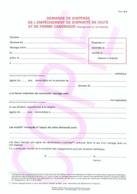 M8 - Demande de dispense de l' empêchement de disparité de culte et de forme canonique
