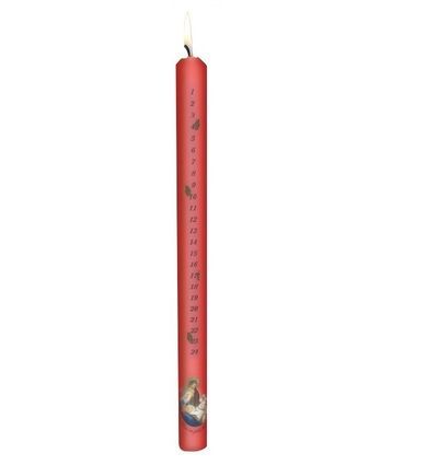 Bougie de l'Avent rouge - H 30 cm