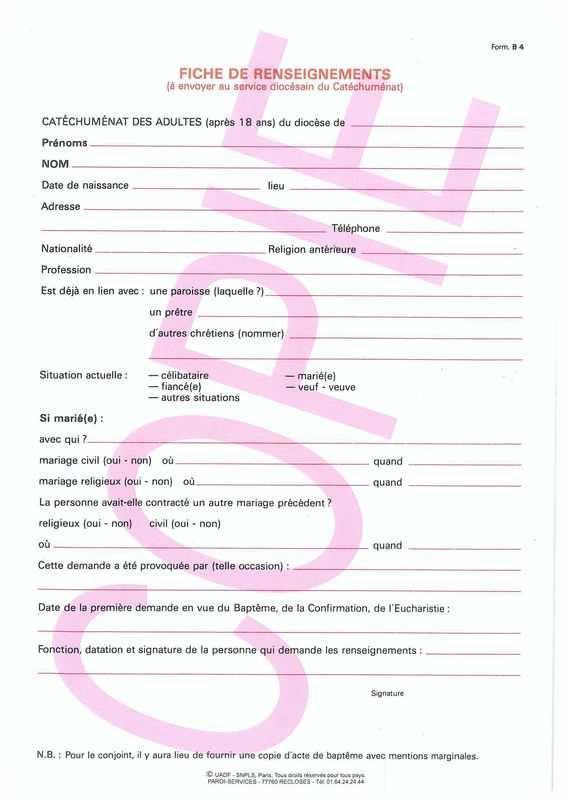 B4 - Fiche de renseignements