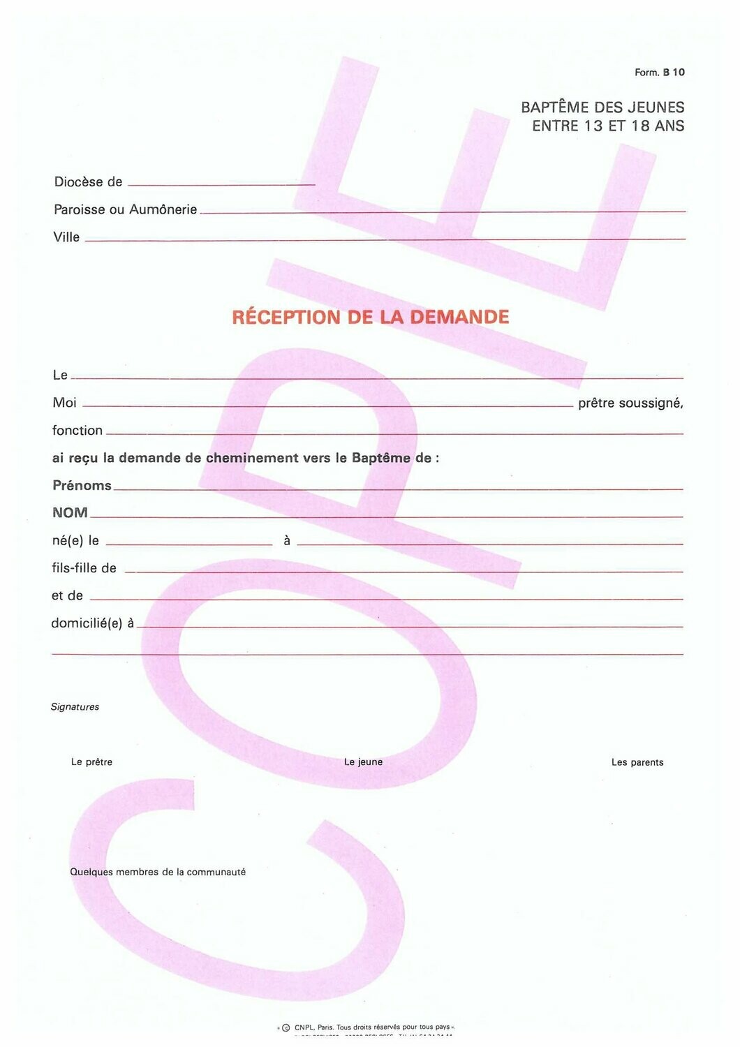 B10 - Réception de la demande B10 - Réception de la demande