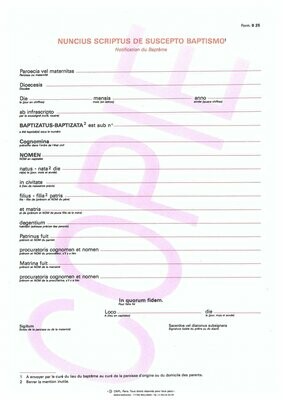 B25 - Notification de baptême