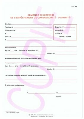 M9 - Demande de dispense de l'empêchement de consanguinité-d'affinité M9 - Demande de dispense de l'empêchement de consanguinité-d'affinité