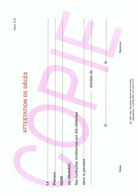 F2 - Attestation de décès F2 - Attestation de décès