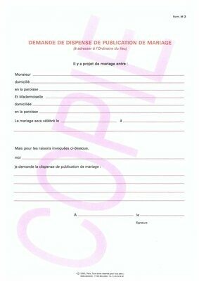 M3 - Demande de dispense  de publication de mariage