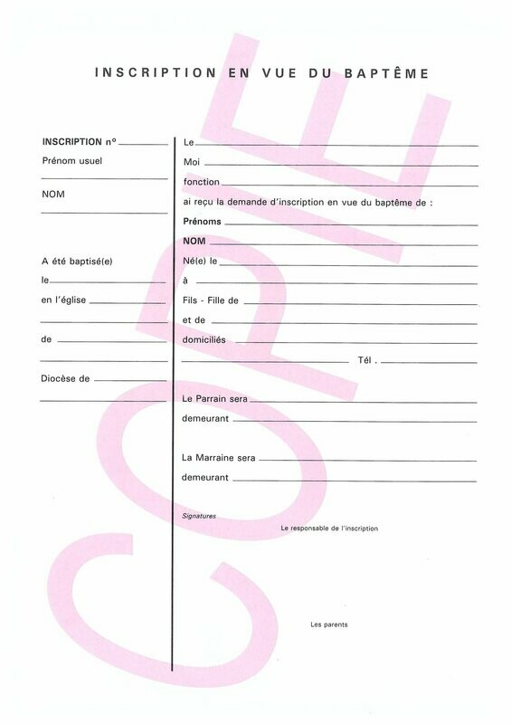 IB 2 -Inscription en vue du baptême