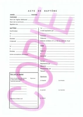 Actes de baptêmes - Nouvelle version Actes de baptêmes - Nouvelle version