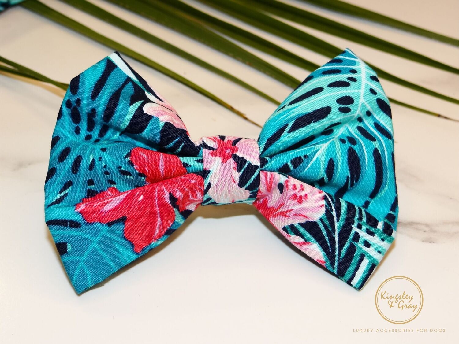 HIBISCUS PALM DOG BOW TIE HIBISCUS PALM DOG BOW TIE