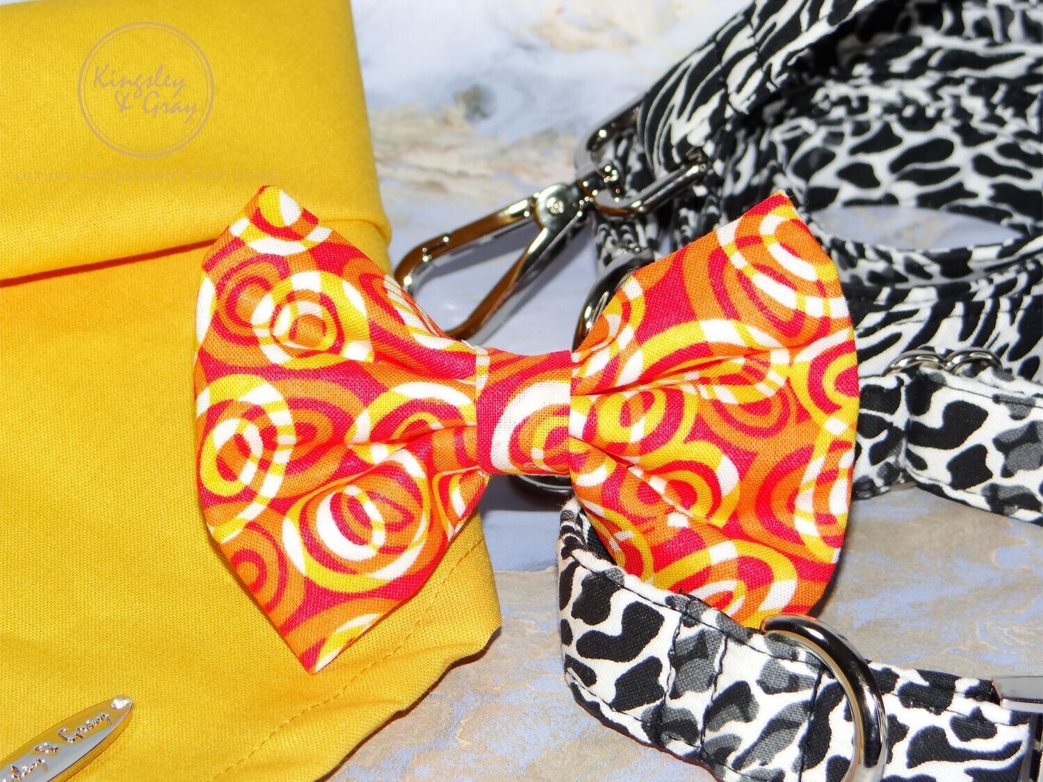 CITRUS SWIRL DOG BOW TIE