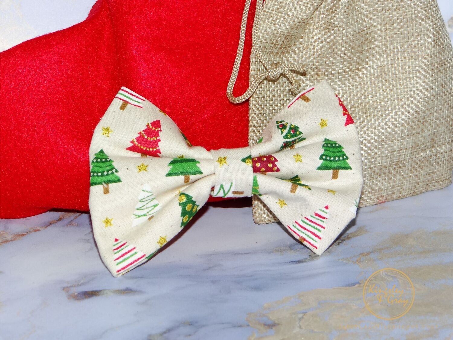 TINSEL TREE DOG BOW TIE