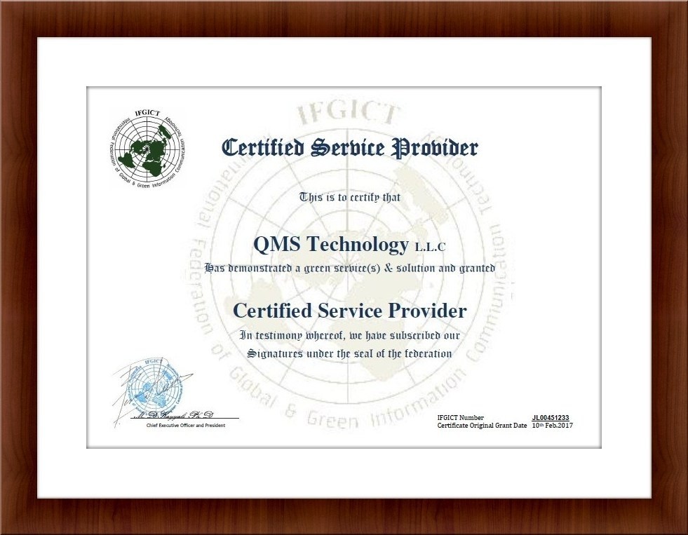 Certified Service Provider “SP” + Official Certification