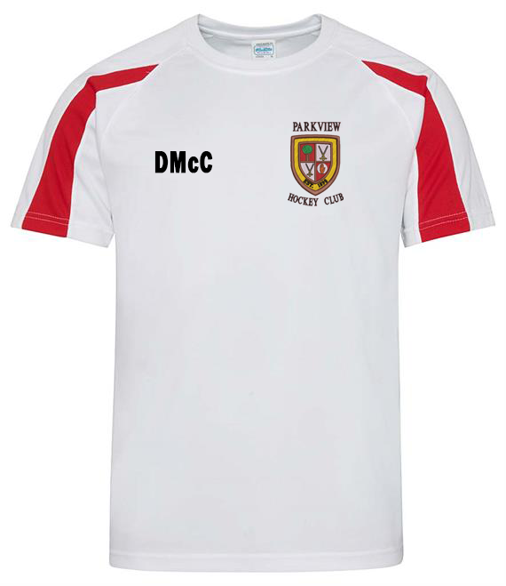 JC003 Arctic White/Fire Red Tee