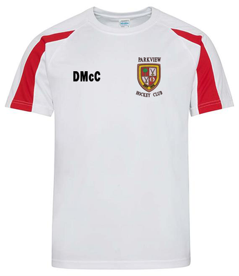 JC003 Arctic White/Fire Red Tee