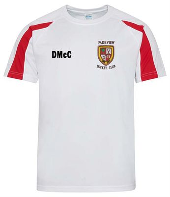 JC003 Arctic White/Fire Red Tee