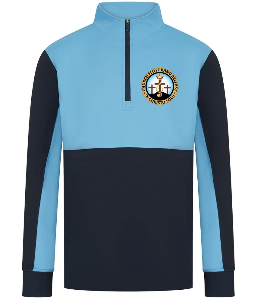 LV874 - Navy/Sky Blue with Embroidered Crest &amp; Print on Back