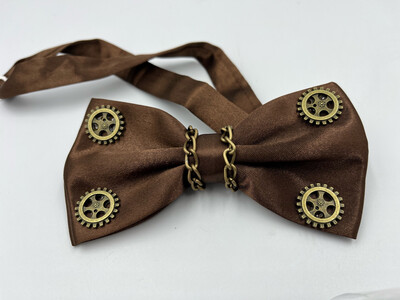 Steampunk Brown Bowtie with Steampunk Gears