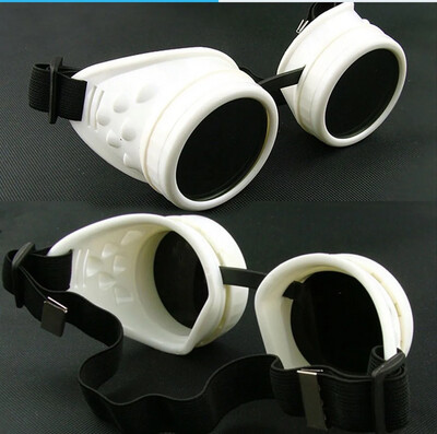 White Steampunk Goggles With Duo Lenses