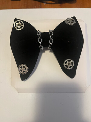 Formal Black Bowtie With Steampunk Gears