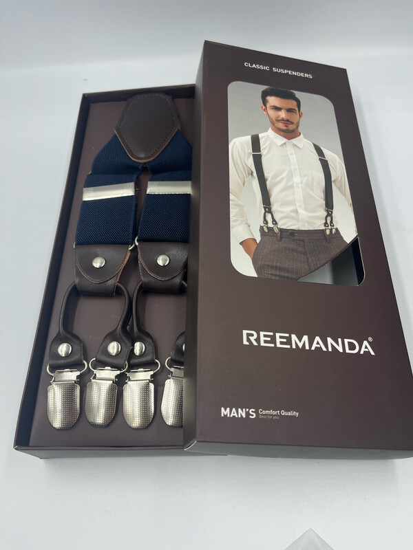 Mens Navy Blue Suspenders. Premium. Heavy duty.