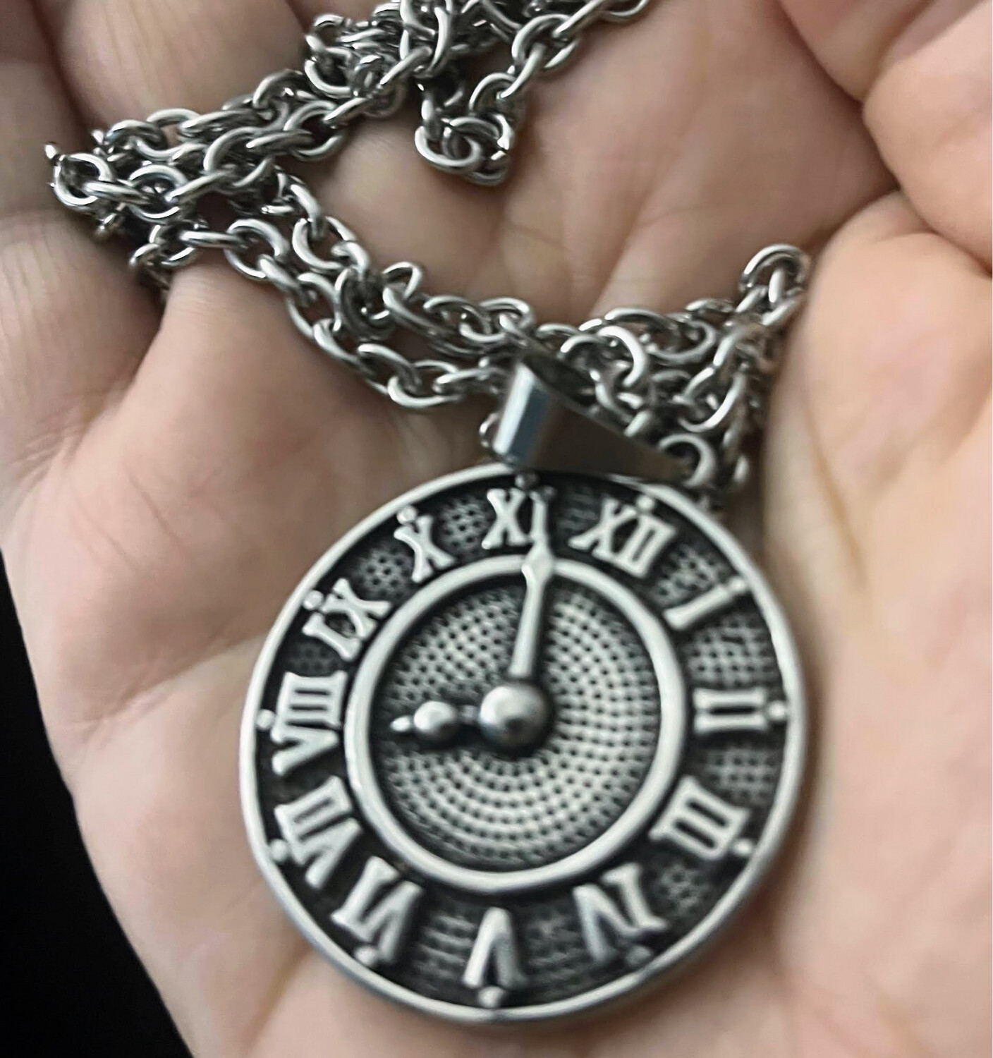 Solid Stainless Steampunk Steel Time Pendant And Stainless Steel Chain