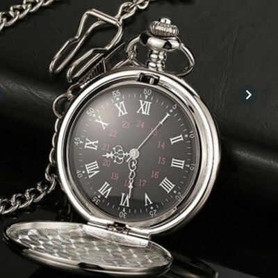 Shiny Silver Quartz Pocket Watch With Chain