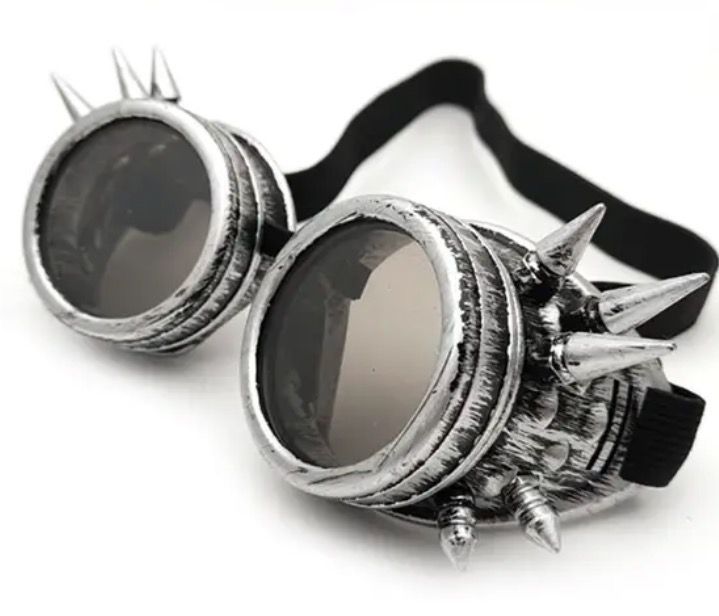 Steampunk Goggles, antique Silver With Spikes