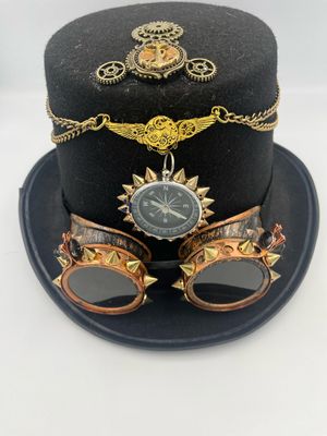 Steampunk aviation Tophat With Goggles