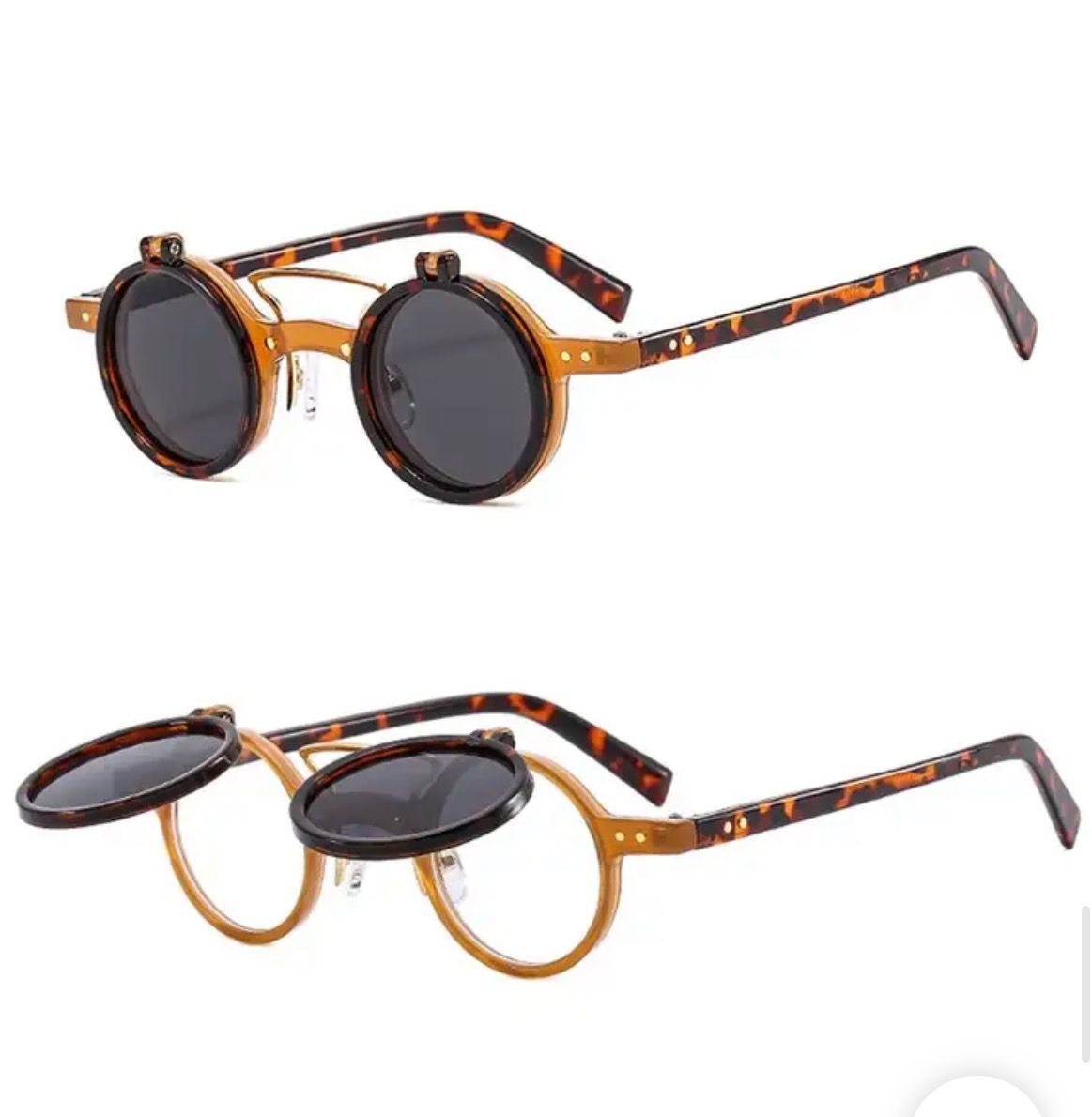 Steampunk Sunglasses In Brown With Flip Lense