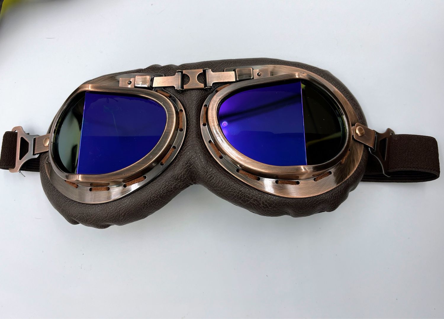 Retro Aviator Motorcycle Goggles Blue Lenses