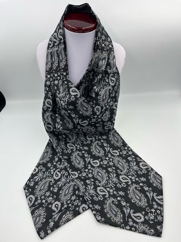 Mens Black And White Paisley Cravats