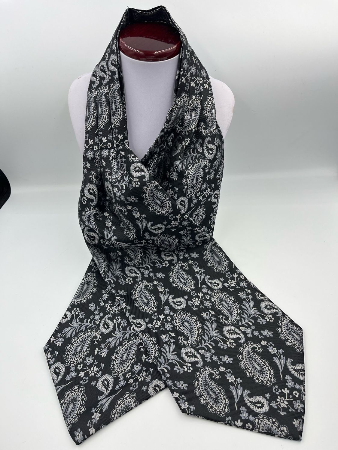 Mens Black And White Paisley Cravats