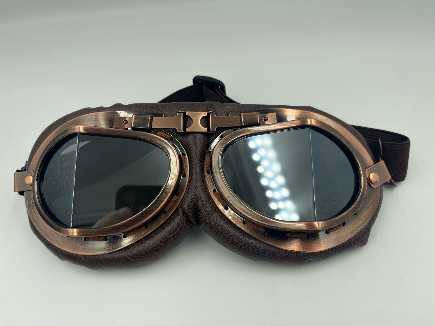 Retro aviator Motorbike Goggles Silver Grey Lenses