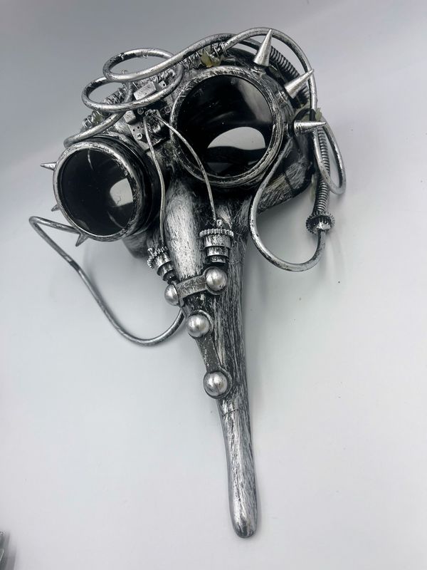 Silver Plague Doctor cyberpunk Mask, Goggles Combo