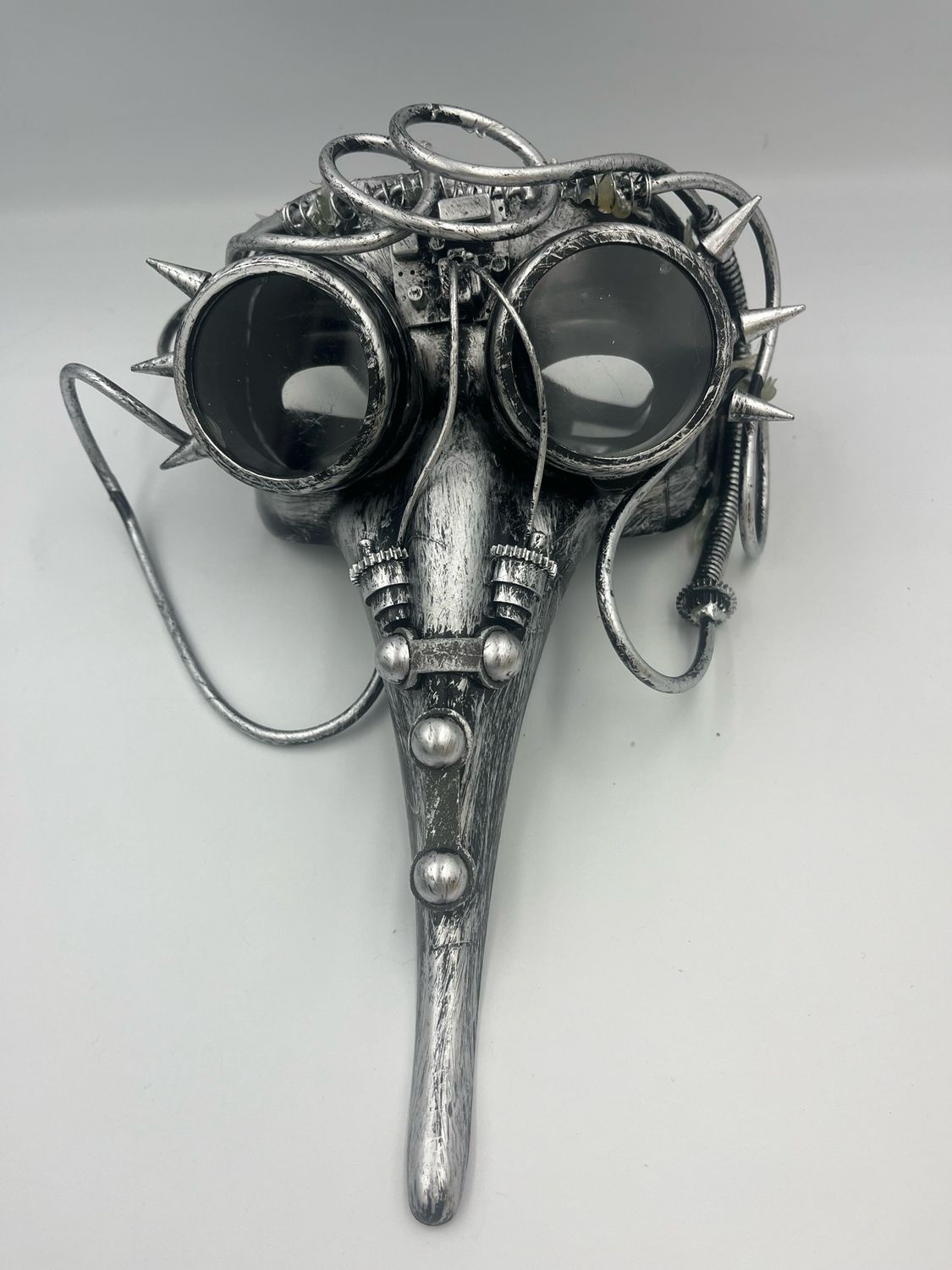 Silver Plague Doctor cyberpunk Mask And Goggles Combo