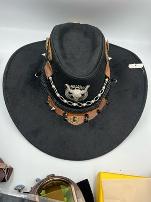 Steampunk Black Cowboy Western Hat