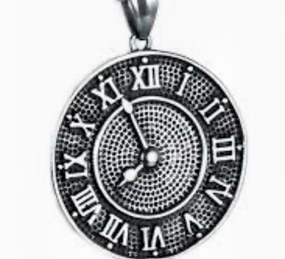 Steampunk Vintage Roman Numeral Clock Pendant, Stainless steel