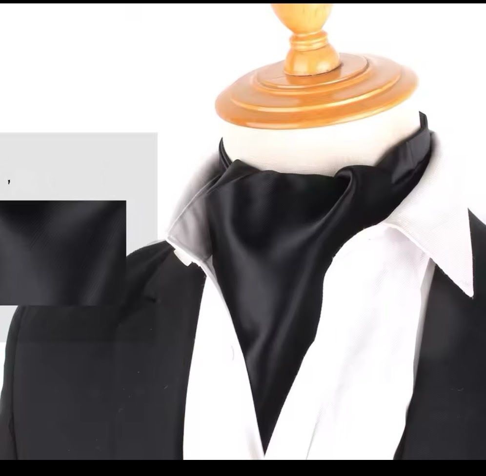 Mens Black Satin Premium Quality Cravats Ascot Ties